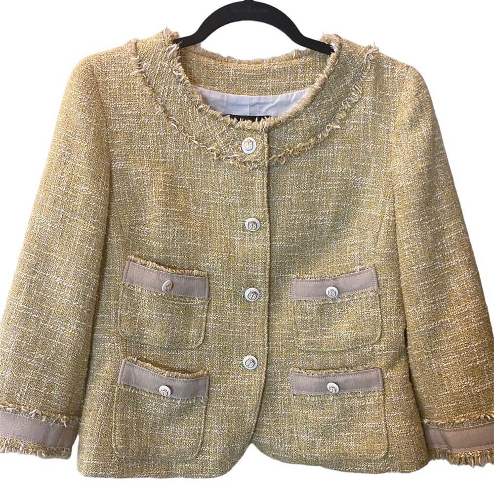 Talbots Gold Metallic Boucle Jacket Size 6